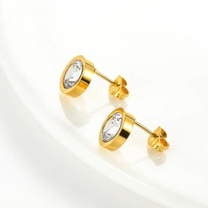 1 par de pendientes redondos de acero inoxidable con circonita cúbica, plata, oro, hipoalergénicos, minimalistas, joyería de diamantes, regalo para mujeres y hombres - Product Image 3