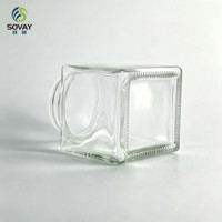 Toples Kaca Persegi Kompak 330ml, Wadah Kosong Berpenutup Ulir untuk Chutney, Makanan Asinan, Penyimpanan di Meja Dapur Rumah Tangga
