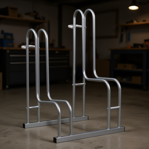 Soporte independiente para bicicletas de acero galvanizado para 2 bicicletas, montado en el suelo, con recubrimiento en polvo plateado D0100H5G16X - Product Image 2