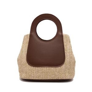 Fashion Breathable Straw Large <b>Storage</b> Space Handle Woven Solid Color Series Summer Outing Casual Stylish Women's Handbag - Product Image 2