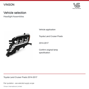 Paires de phares pour Toyota Land Cruiser Prado 2014-2017, application halogène d'origine - Product Image 5