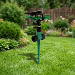 Aspersor de Impulso de 2 Vías con Engranaje de 360° y Conexión de 1/2 Pulgada, Verde, para Riego Agrícola, Hecho de Plástico POM Resistente - Product Image 3