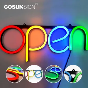 Letrero abierto de neón LED Cosun con letrero de neón remoto, luz de letrero de neón LED abierto para tienda de negocios