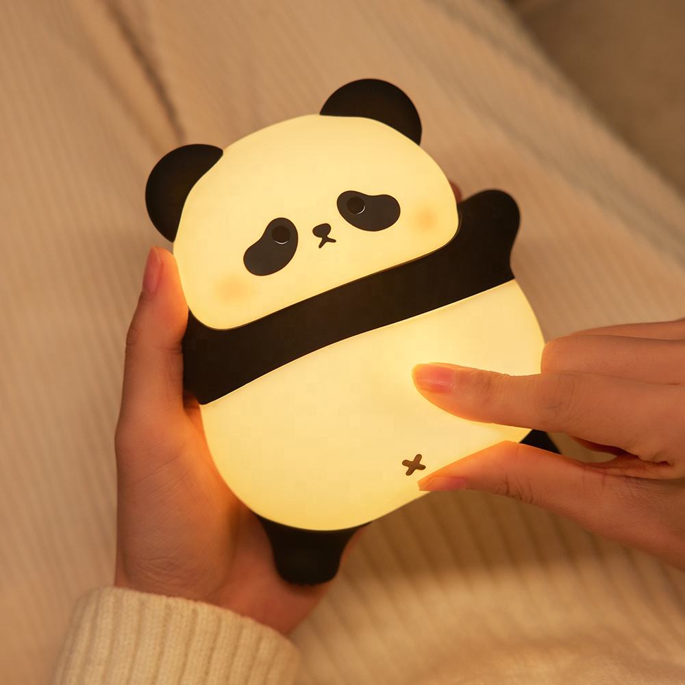 High Quality Kawaii Panda LED Night Lamp Rechargeable Silicone Nightlight with Cartoon Design Cute Animal Night Light for Kids