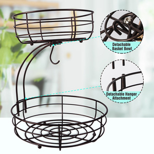 <span class=keywords><strong>Cesta</strong></span> de Frutas de 2 Niveles - Organizador de Metal de Grado Alimenticio para Verduras y Frutas, Soporte <span class=keywords><strong>Extraíble</strong></span> para Recipientes, para <span class=keywords><strong>Cocina</strong></span> o Restaurante - Product Image 4