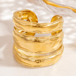 Irregular Geometric Fashion <b>Rings</b> 18k Gold Titanium Steel Unisex Party Jewelry - Product Image 2