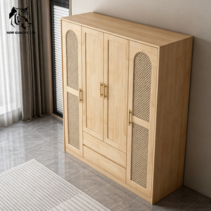 factory supply great price customized logo huge stock dropshipping armoire new design bedroom furniture wood rattan <b>wardrobe</b> - Product Image 3