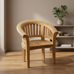 Teak Banana Chair Outdoor Garden Furniture Rustic Wood Design Durable Tapered Legs - Product Image 2