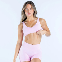 Ensemble de sport sans couture pour femme : soutien-gorge et leggings 2 pièces, tenue de gym push-up, short taille haute pour la course et l'entraînement