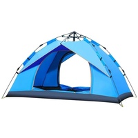 Tentes de camping extérieures imperméables pour 3-4 personnes, double couche, entièrement automatiques, en tissu imperméable avec revêtement argenté, pop-up