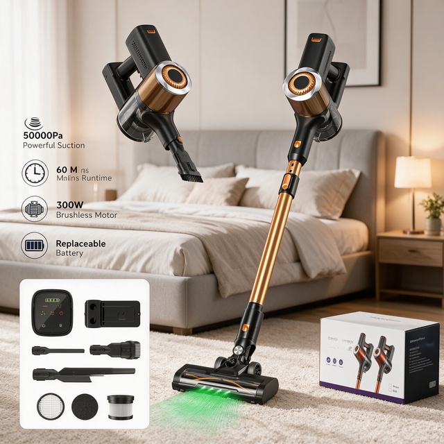 UL Lightweight Cordless Vacuum Cleaner 6 in 1 High Suction Powerful Stick Vaccum for Home Floor Cleaning With HEPA Filtration