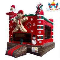 Château gonflable de Noël en PVC en gros avec motif Bonhomme en pain d'épices pour fêtes de Noël et événements festifs