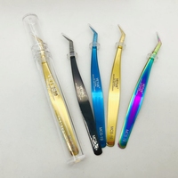 Pinces à cils à pointe en fibre, personnalisables avec poignées diamantées, pour volume droit, pour professionnels