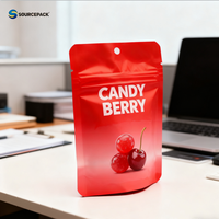 Sachet d'emballage de bonbons personnalisé avec logo, à fermeture éclair refermable et trou de suspension, vente chaude