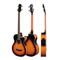 Gitar Bass Akustik Cutaway Sunburst 4 Senar EQ Built-in Pickup, Bass Akustik-Elektrik Kayu OEM Custom Grosir KINGMUSICO