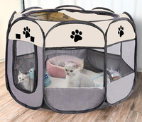 Parc de jeu octogonal pliable pour animaux de compagnie avec toit amovible en maille, cage portable pour chiens et chats, tente d'extérieur et d'intérieur, niche de mise bas