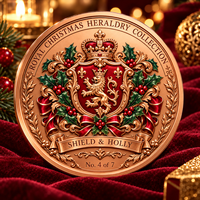 Pièces de monnaie en cuivre fin 999 de 1 oz, collection de blasons royaux de Noël, artisanat métallique, relief 3D, imprimé UV, cadeau commémoratif de collection