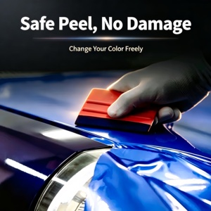 Film de protection adhésif pour voiture, vinyle métallique brillant, autocollant pour voiture, revêtement de voiture sans bulles, rouge <span class=keywords><strong>sang</strong></span>, 1,52*17m - Product Image 5
