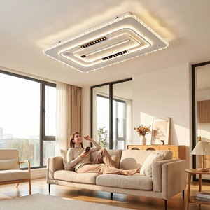 Nouveau Ventilateur de Plafond Intelligent 4-en-1 Sans Pales avec LED, Chauffage/Refroidissement, Haut-parleur Musical et Télécommande à Vitesse Variable 105x65cm pour la Maison (Modèle 2027) - Product Image 6