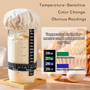 Nouveau design de pot à levain premium avec thermomètre/bande de marquage de la date/racloir/taie en tissu et couvercle en métal - Product Image 3