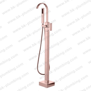 Robinets de salle de bain sur pied modernes, Nickel brossé, Chrome, mélangeur chromé, <span class=keywords><strong>baignoire</strong></span>, robinets de <span class=keywords><strong>baignoire</strong></span> avec <span class=keywords><strong>douche</strong></span> à main - Product Image 5