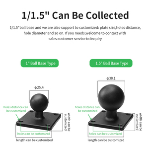 VINmounts 1 Inch Ball Mount 4 Hole Square Base 38x89mm Hole Spacing RAM Compatible Dual Socket Arm Monitor Mount <b>Bracket</b> - Product Image 5