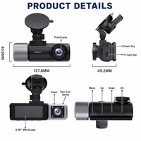 OEM/ODM Kamera Dasbor Mobil WIFI 3.18 Inci 3 Lensa 4k+2k+2k DVR Perekaman Berulang Penglihatan Malam GPS Perekam Mengemudi Mobil Kamera Dasbor