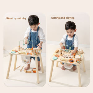 <span class=keywords><strong>Table</strong></span> d'activités Montessori en bois Qiaike 13-en-1 pour tout-petits, jouet d'apprentissage sensoriel, centre <span class=keywords><strong>de</strong></span> jeu éducatif pour enfants, OEM ODM - Product Image 3