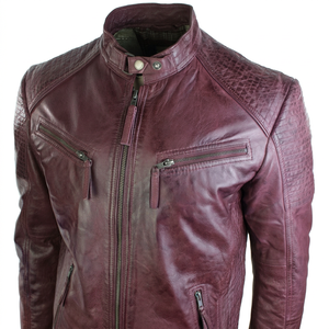 Veste en cuir ciré bordeaux pour homme, haut de gamme, hiver, à capuche, élégante, durable, tendance, imperméable, respirante, OEM - Product Image 1