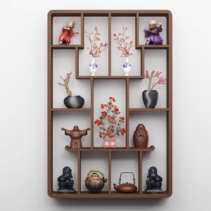 Estante de exhibición de madera maciza para montar en la pared, forma irregular, estante de almacenamiento con múltiples compartimentos para sala de estar, juego de té, adornos - Product Image 1