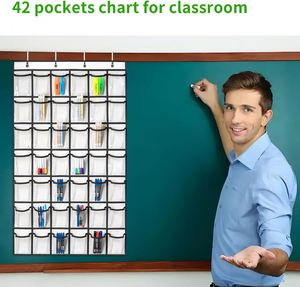 Organizador de útiles escolares con 42 bolsillos, tablero de bolsillos para el aula, exhibición transparente para teléfonos celulares y calculadoras, soporte para teléfonos en el aula - Product Image 6