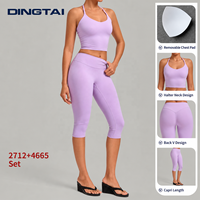 Ensemble deux pièces Halter Capri pour femme, dos ouvert, coussinets amovibles, haut court, taille haute élastique, tenue de randonnée
