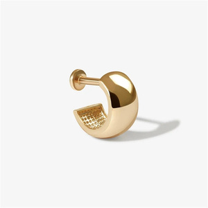 Aretes Minimalistas en Forma de C de Plata de Ley 925 con Parte Posterior Plana, Chapados en Oro de 18K, Joyería para Chicas - Product Image 1