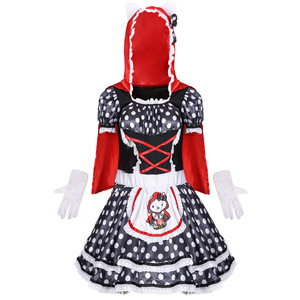 Venta al por mayor de disfraces de Halloween Cosplay de rol de lunares gato oscuro estampado <span class=keywords><strong>Caperucita</strong></span> <span class=keywords><strong>Roja</strong></span> disfraz - Product Image 5