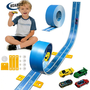 <span class=keywords><strong>Circuit</strong></span> de course portable DIY à motifs, double voie, enroulable, avec 6 voitures jouets et ventouses, 5 m, flexible pour enfants - Product Image 1