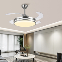 Ventilateur de plafond LED moderne rétractable de 42 pouces avec lumière et télécommande, idéal pour la maison et la chambre à coucher
