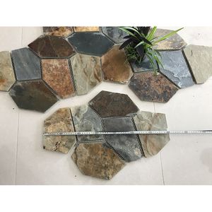 Piastrelle in Ardesia Naturale per Esterni, Lastre di <span class=keywords><strong>Pietra</strong></span> Irregolare, Piastrelle in <span class=keywords><strong>Pietra</strong></span> Naturale per Pavimentazione Esterna - Product Image 6