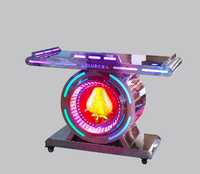 Barra de discoteca con logotipo personalizado, soporte de DJ, luces LED de acero inoxidable mejoradas, estante de exhibición giratorio plegable para publicidad de club nocturno