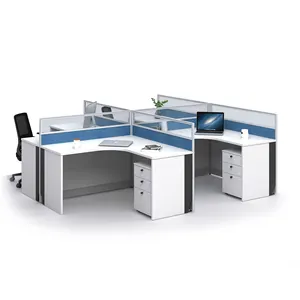 Conjunto de móveis de escritório modulares modernos personalizados para funcionários, estação de trabalho de 4 lugares e 4 lugares