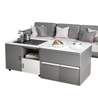 Table à thé relevable, extensible, mobile et pliable en bois massif avec plateau en verre trempé – Durable, multifonctionnelle et moderne pour salon