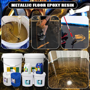 Kit di rivestimento per pavimenti in resina epossidica metallica con resina epossidica impermeabile antiscivolo antiscivolo 100% resistente ad effetto marmo - Product Image 3