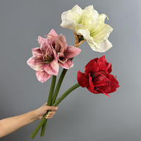 Composition florale artificielle en soie Clivia Rouge, Lys Araignée, style chinois, réaliste, imprimée en 3D, à tige unique, pour la maison et l'hôtel