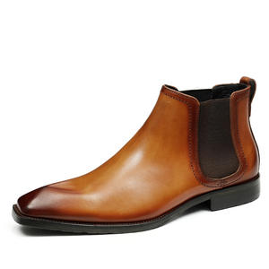 Botas Chelsea de Alta Calidad para Hombre, Parte Superior de Cuero Genuino, Estilo Británico, Punta en Pico, Zapatos de Vestir de Negocios, Antideslizantes - Product Image 1