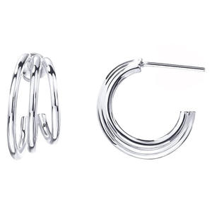 Pendientes de Aro Geométricos Modernos, Chapados en Oro de 18K, Aleación, Joyería de Moda Unisex E3456, Blanco Champán - Product Image 3