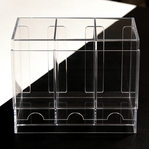 Clear Acrylic 3-Slot Card Display Stand Vertical <b>Desktop</b> Organizer Pre-Assembled Modern Cubby <b>Shelf</b> for Trading Cards - Product Image 3