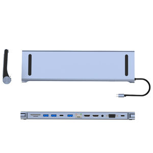 12 en 1 Type-C <span class=keywords><strong>Adaptateur</strong></span> HUB USB 3.0 <span class=keywords><strong>Double</strong></span> <span class=keywords><strong>HDMI</strong></span> 4K Compatible Station D'accueil avec Rj45 <span class=keywords><strong>VGA</strong></span> Audio SD TF PD 100W en Stock - Product Image 4