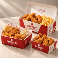 Boîte à emporter en papier kraft écologique personnalisée pour poulet frit, frites, ailes de poulet, snacks, emballage pour restauration rapide, contenant pour restaurant