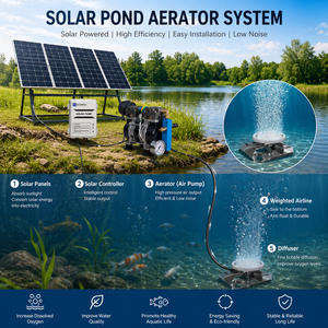 Aérateur de bassin solaire 50LPM, pompe portable avec 1 diffuseur et tuyau d'arrosage pour bassins de 0,5 acre jusqu'à 6m de profondeur - Product Image 2