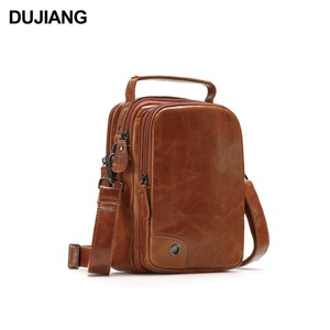 Sac bandoulière en cuir véritable Dujiang pour homme, marron, tendance, usage quotidien - Product Image 5