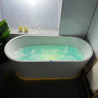 Baignoire ovale autoportante moderne et écologique 2025 en acrylique blanc brillant avec drain central pour adultes